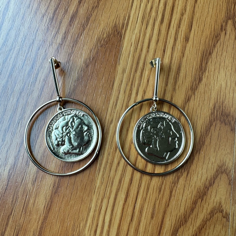 Ettika Gold Ancient Coin Drop Earrings